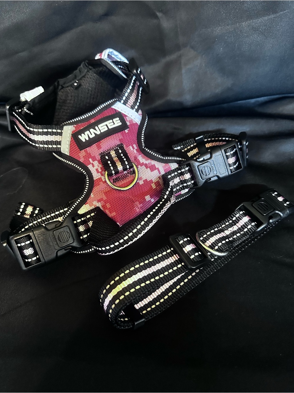 # Pink Camo No-Pull Dog Harness & Matching Collar